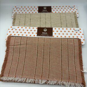 Brother Sister Design Studio Natural & Orange Drop Needle Woven Table Runners